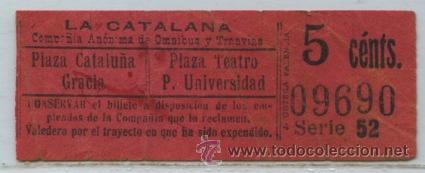 Colecionismos Bilhetes de Transporte: (F03//3) GSC 096 RIPPERTS - BILLETE DE OMNIBUS LA CATALANA // BARCELONA