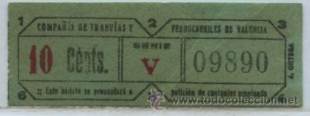 Coleccionismo Billetes de transporte: GSC 098 VALENCIA - DE TRANVIAS DE VALENCIA