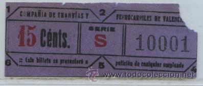 Colecionismos Bilhetes de Transporte: GSC 100 VALENCIA - DE TRANVIA DE VALENCIA