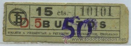 Colecionismos Bilhetes de Transporte: (F22//4) GSC 101 BCN - BILLETE DE BULTOS DE TRANVIAS DE BARCELONA