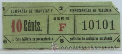 Colecionismos Bilhetes de Transporte: GSC 101 VALENCIA - BILLETE DE TRANVIAS DE VALENCIA