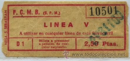Colecionismos Bilhetes de Transporte: (F36//2) GSC 105 METRO - BILLETE DEL METRO DE BARCELONA // LINEA V