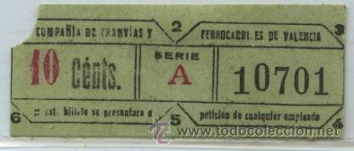 Colecionismos Bilhetes de Transporte: GSC 107 VALENCIA - DE TRANVIAS DE VALENCIA