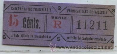 Coleccionismo Billetes de transporte: GSC 112 VALENCIA - DE TRANVIAS DE VALENCIA