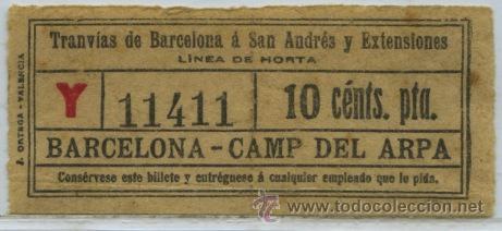 Colecionismos Bilhetes de Transporte: (F10//3) GSC 114 SAYEX - BILLETE DE TRANVIA DE BARCELONA A SAN ANDRES