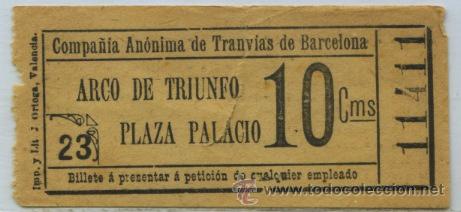 Coleccionismo Billetes de transporte: (F01//6 MINUSCULAS ) GSC 114 BCN - BILLETE DE COMPA&Ntilde;IA ANONIMA DE TRANVIAS DE BARCELONA
