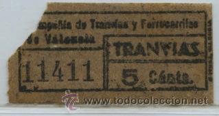 Colecionismos Bilhetes de Transporte: GSC 114 VALENCIA - DE TRANVIAS DE VALENCIA