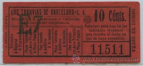 Colecionismos Bilhetes de Transporte: (F11//5) GSC 115 LTDB - BILLETE DE LOS TRANVIAS DE BARCELONA // VER PROPAGANDA EN EL DORSO