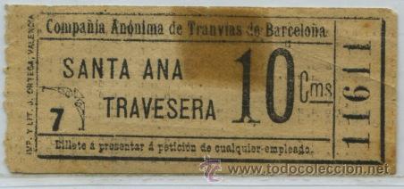 Colecionismos Bilhetes de Transporte: (F01//6 MAYUSCULAS ) GSC 116 BCN - BILLETE DE COMPA&Ntilde;IA ANONIMA DE LOS TRANVIAS DE BARCELONA