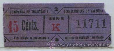 Colecionismos Bilhetes de Transporte: GSC 117 VALENCIA - TRANVIAS DE VALENCIA