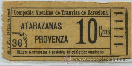 Colecionismos Bilhetes de Transporte: (F01//6 MAYUSCULAS ) GSC 111 BCN - BILLETE DE COMPA&Ntilde;IA ANONIMA DE TRANVIAS DE BARCELONA // 1900