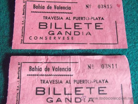 Collectionnisme Billets de transport: BILLETE GANDIA-TRAVESIA PUERTO-PLAYA-80'
