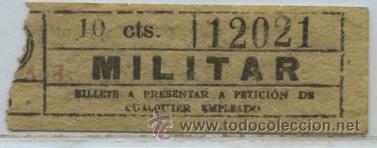 Colecionismos Bilhetes de Transporte: (F22//4) GSC 120 BCN - BILLETE MILITAR DE TRANVIAS DE BARCELONA