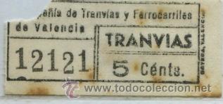 Coleccionismo Billetes de transporte: GSC 121 VALENCIA - DE TRANVIAS DE VALENCIA