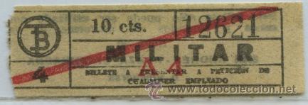 Colecionismos Bilhetes de Transporte: (F22//4) GSC 126 BCN - BILLETE MILITAR DE TRANVIA DE BARCELONA // VER REVERSO