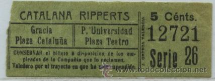 Colecionismos Bilhetes de Transporte: (F03//3) GSC 127 BILLETE DE CATALANA RIPPERTS BARCELONA