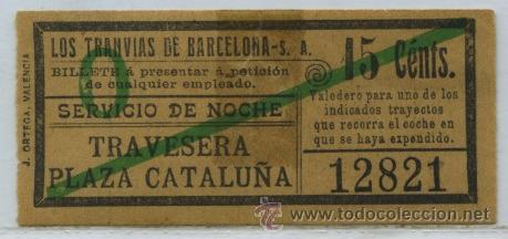 Colecionismos Bilhetes de Transporte: (F11//6) GSC 128 LTDB - BILLETE NOCTURNO DE LOS TRANVIAS DE BARCELONA