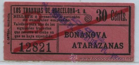 Colecionismos Bilhetes de Transporte: (F11//5) GSC 128 LTDB - BILLETE DE LOS TRANVIAS DE BARCELONA
