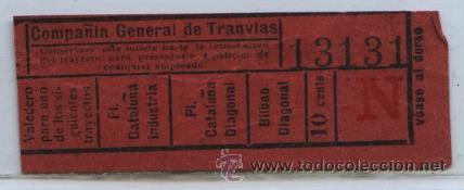 Colecionismos Bilhetes de Transporte: (F06//6) GSC 131 CGT - BILLETE COMPA&Ntilde;IA GENERAL DE TRANVIAS DE BARCELONA