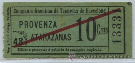 Colecionismos Bilhetes de Transporte: (F01//6 MINUSCULAS ) GSC 133 BCN - BILLETE COMPA&Ntilde;IA ANONIMA DE TRANVIAS DE BARCELONA