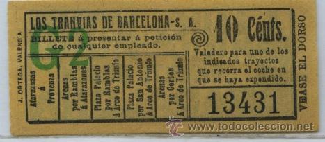 Colecionismos Bilhetes de Transporte: (F11//5) GSC 134 LTDB - BILLETE DE LOS TRANVIAS DE BARCELONA // VER PROPAGANDA DEL DORSO