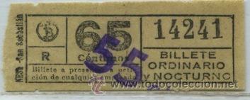 Colecionismos Bilhetes de Transporte: (F22//5) GSC 142 BCN - BILLETE DE TRANVIAS DE BARCELONA / RARO POR EL IMPORTE DE 65 CTS EN NEGRO