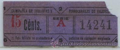 Colecionismos Bilhetes de Transporte: GSC 142 VALENCIA - DE TRANVIAS DE VALENCIA