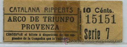 Colecionismos Bilhetes de Transporte: (F03//3) GSC 151 BILLETE DE CATALANA RIPPERTS BARCELONA