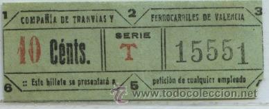 Colecionismos Bilhetes de Transporte: GSC 155 VALENCIA - DE TRANVIA DE VALENCIA