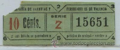 Colecionismos Bilhetes de Transporte: GSC 156 VALENCIA - BILLETE DE TRANVIAS DE VALENCIA