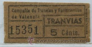 Colecionismos Bilhetes de Transporte: GSC 153 VALENCIA - DE TRANVIAS DE VALENCIA