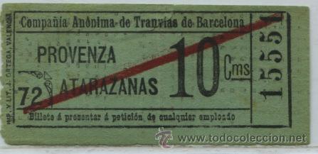 Colecionismos Bilhetes de Transporte: (F01//6 MINUSCULAS ) GSC 155 BCN - BILLETE DE COMPA&Ntilde;IA ANONIMA DE TRANVIAS DE BARCELONA
