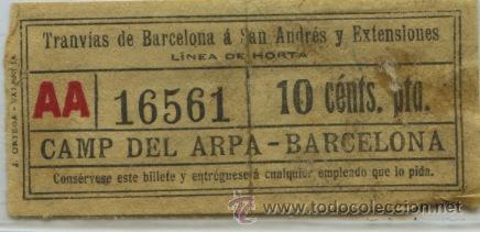 Coleccionismo Billetes de transporte: (F10//3) GSC 165 SAYEX - BILLETE DE TRANVIAS DE BARCELONA A SAN ANDRES Y EXTENSIONES