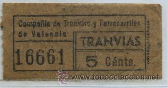 Coleccionismo Billetes de transporte: GSC 166 VALENCIA - DE TRANVIAS DE VALENCIA
