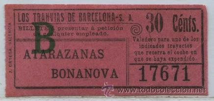 Coleccionismo Billetes de transporte: (F11//5) GSC 176 LTDB - BILLETE DE LOS TRANVIAS DE BARCELONA // IMPORTE 30 CTS.