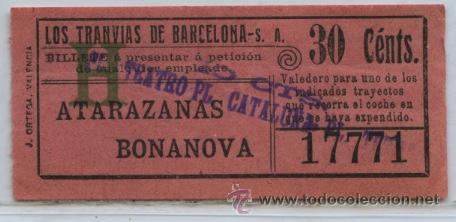Coleccionismo Billetes de transporte: (F11//5) GSC 177 LTDB - BILLETE DE LOS TRANVIAS DE BARCELONA