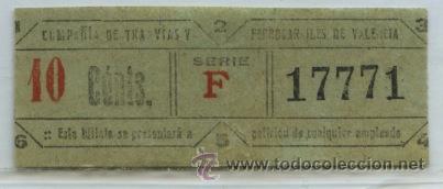 Colecionismos Bilhetes de Transporte: GSC 177 VALENCIA - DE TRANVIAS DE VALENCIA