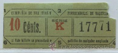 Colecionismos Bilhetes de Transporte: GSC 177 VALENCIA - DE TRANVIAS DE VALENCIA