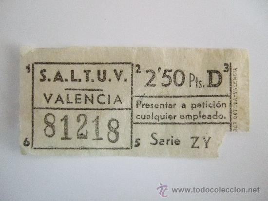 Collezionismo Biglietti di trasporto: BILLETE AUTOBUS VALENCIA CAPICUA - N&ordm; 81218 - DE LOS A&Ntilde;OS 70 - DE 2,50 PTAS