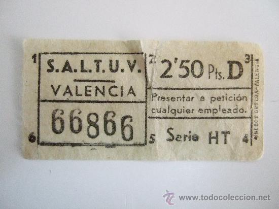 Collezionismo Biglietti di trasporto: BILLETE DE AUTOBUS VALENCIA CAPICUA - N&ordm; 66866 - DE LOS A&Ntilde;OS 70 - DE 2,50 PTAS. - ENVIO GRATIS