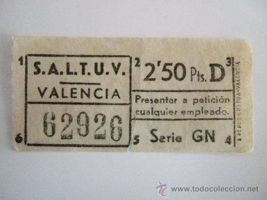 Collezionismo Biglietti di trasporto: BILLETE AUTOBUS VALENCIA CAPICUA - N&ordm; 62926 - DE LOS A&Ntilde;OS 70 - DE 2,50 PTAS. - ENVIO GRATIS