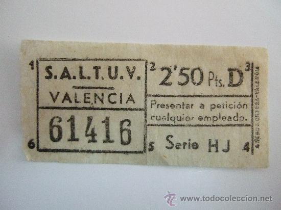 Collezionismo Biglietti di trasporto: BILLETE AUTOBUS VALENCIA CAPICUA - N&ordm; 61416 - DE LOS A&Ntilde;OS 70 - DE  2,50 PTAS. - ENVIO GRATIS