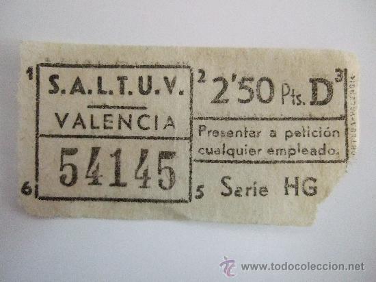 Collezionismo Biglietti di trasporto: BILLETE AUTOBUS VALENCIA CAPICUA - N&ordm; 54145 - DE LOS A&Ntilde;OS 70 - DE 2,50 PTAS- ENVIO GRATIS