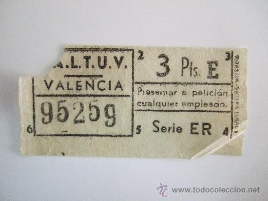 Collezionismo Biglietti di trasporto: BILLETE AUTOBUS VALENCIA CAPICUA N&ordm; 95259 - DE LOS A&Ntilde;OS 70 - DE 3 PTAS. - ENVIO GRATIS