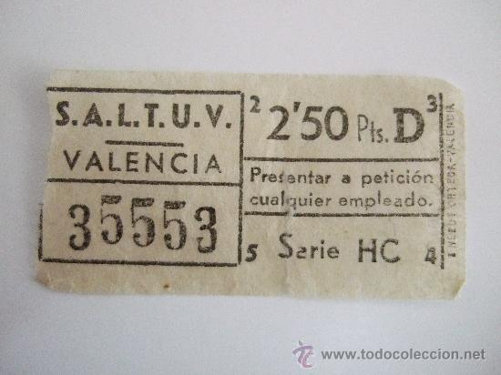 Collectionnisme Billets de transport: BILLETE AUTOBUS VALENCIA CAPICUA - N&ordm; 35553 - DE LOS A&Ntilde;OS 70 - DE 2,50 PTAS. - ENVIO GRATIS