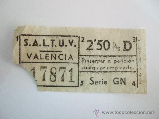 Coleccionismo Billetes de transporte: BILLETE AUTOBUS VALENCIA CAPICUA - N&ordm; 17871 - DE LOS A&Ntilde;OS 70 - DE 2,50 PTAS - ENVIO GRATIS
