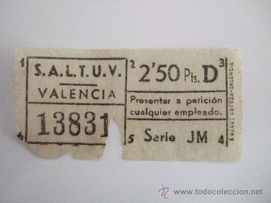 Coleccionismo Billetes de transporte: BILLETE AUTOBUS VALENCIA CAPICUA - N&ordm; 13831 - DE LOS A&Ntilde;OS 70 - DE  2,50 PTAS - ENVIO GRATIS