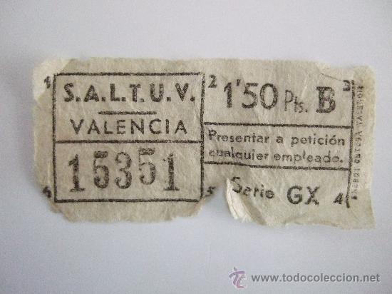 Coleccionismo Billetes de transporte: BILLETE AUTOBUS VALENCIA CAPICUA - N&ordm; 15351 - DE LOS A&Ntilde;OS 70 - DE 1,50 PTAS - ENVIO GRATIS