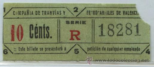 Colecionismos Bilhetes de Transporte: GSC 182 VALENCIA - DE TRANVIAS DE VALENCIA