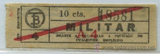 Collectables Transport Tickets: (F22//4) GSC 185 BCN - BILLETE MILITAR DE TRANVIAS DE BARCELONA